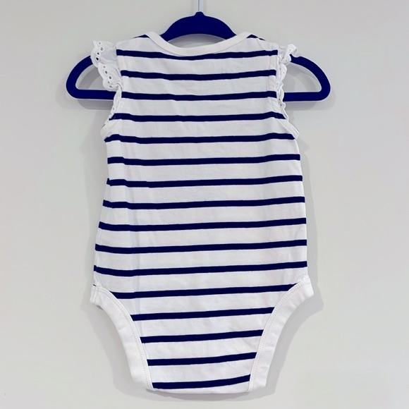BABY GAP Infant 3-6mo Ruffle Sleeveless Bodysuit Onesie Tank Striped Navy White - Picture 5 of 7